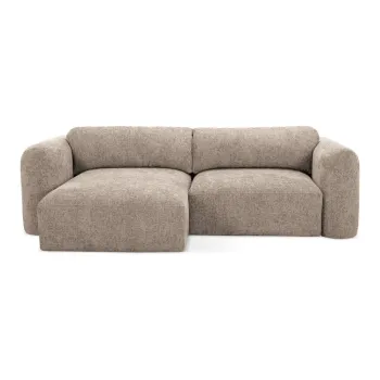 Coltar maro deschis extensibil/cu spatiu de depozitare cu tapiterie din chenille (cu colt pe partea dreapta/cu sezlong) Mele - Makamii imagine