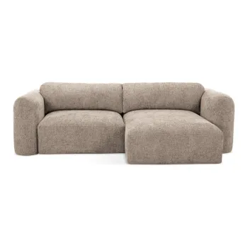 Coltar maro deschis extensibil/cu spatiu de depozitare cu tapiterie din chenille (cu colt pe partea stanga/cu sezlong) Mele - Makamii imagine