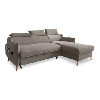 Coltar maro deschis extensibil cu tapiterie din catifea (cu colt pe partea stanga ) Sweet Harmony - Miuform imagine