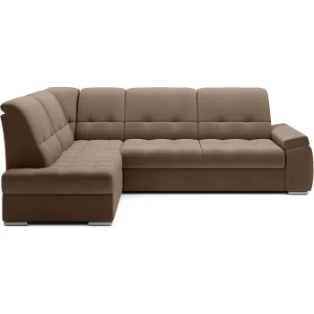 Coltar maro extensibil/cu spatiu de depozitare cu tapiterie din catifea (cu colt pe partea dreapta/in forma de 