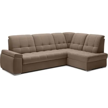 Coltar maro extensibil/cu spatiu de depozitare cu tapiterie din catifea (cu colt pe partea stanga/in forma de 