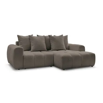 Coltar maro extensibil/cu spatiu de depozitare cu tapiterie din tesatura boucle (cu colt pe partea stanga/cu sezlong) Roxelane - Bobochic Paris imagine