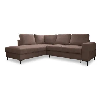 Coltar maro extensibil cu tapiterie din catifea reiata (cu colt pe partea dreapta) Lofty Lilly - Miuform imagine