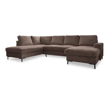 Coltar maro extensibil cu tapiterie din catifea reiata (cu colt pe partea dreapta) Lofty Lilly - Miuform imagine