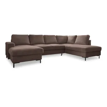 Coltar maro extensibil cu tapiterie din catifea reiata (cu colt pe partea stanga ) Lofty Lilly - Miuform imagine