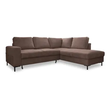 Coltar maro extensibil cu tapiterie din catifea reiata (cu colt pe partea stanga ) Lofty Lilly - Miuform imagine