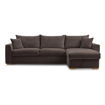 Coltar maro extensibil cu tapiterie din catifea reiata (cu colt variabil) Augustin - Bobochic Paris imagine