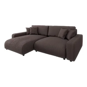 Coltar maro extensibil cu tapiterie din catifea reiata (cu colt variabil) Sara - Ropez imagine