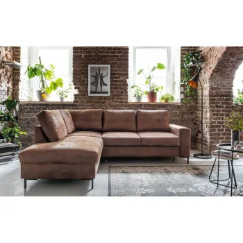 Coltar maro extensibil cu tapiterie din imitatie de piele (cu colt pe partea dreapta) Lofty Lilly - Miuform imagine