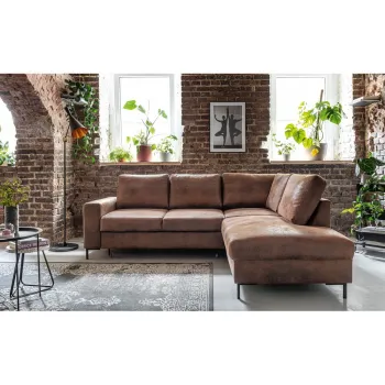 Coltar maro extensibil cu tapiterie din imitatie de piele (cu colt pe partea stanga ) Lofty Lilly - Miuform imagine