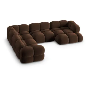 Coltar maro inchis cu tapiterie din catifea (cu colt pe partea dreapta/in forma de 