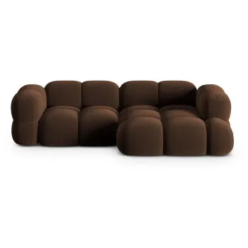 Coltar maro inchis cu tapiterie din catifea (cu colt pe partea stanga/cu sezlong) Loretto - Cosmopolitan Design imagine