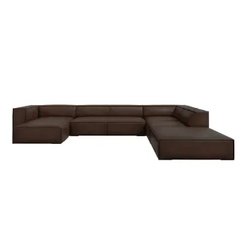 Coltar maro inchis cu tapiterie din piele (cu sezlong pe partea stanga ) Madame - Windsor & Co Sofas imagine