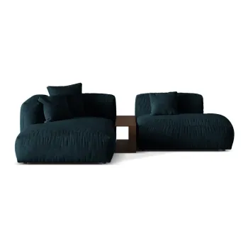 Coltar modular albastru inchis cu tapiterie din tesatura boucle (cu colt pe partea dreapta) Martina - Micadoni Home imagine