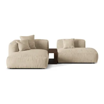 Coltar modular bej/crem cu tapiterie din tesatura boucle (cu colt pe partea dreapta) Martina - Micadoni Home imagine