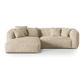 Coltar modular bej/crem cu tapiterie din tesatura boucle (cu colt pe partea dreapta) Martina - Micadoni Home imagine