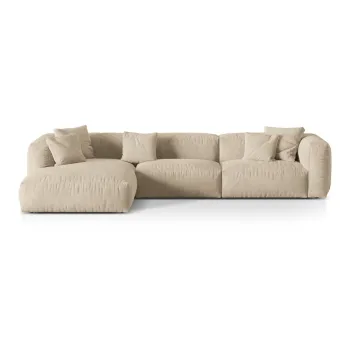 Coltar modular bej/crem cu tapiterie din tesatura boucle (cu colt pe partea dreapta) Martina - Micadoni Home imagine