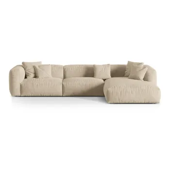 Coltar modular bej/crem cu tapiterie din tesatura boucle (cu colt pe partea stanga ) Martina - Micadoni Home imagine