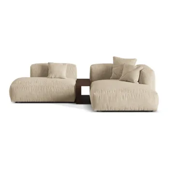 Coltar modular bej/crem cu tapiterie din tesatura boucle (cu colt pe partea stanga ) Martina - Micadoni Home imagine