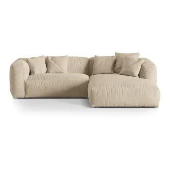 Coltar modular bej/crem cu tapiterie din tesatura boucle (cu colt pe partea stanga ) Martina - Micadoni Home imagine