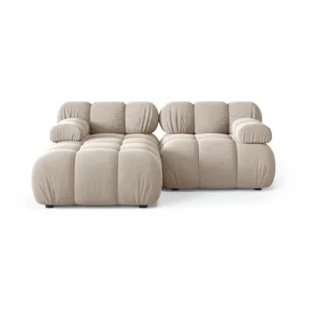 Coltar modular crem cu tapiterie din catifea (cu colt pe partea dreapta/cu sezlong) Bellis - Micadoni imagine