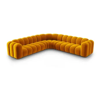 Coltar modular galben cu tapiterie din catifea Lupine - Micadoni imagine