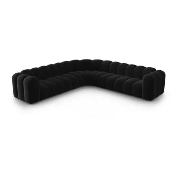 Coltar modular gri antracit cu tapiterie din catifea Lupine - Micadoni imagine