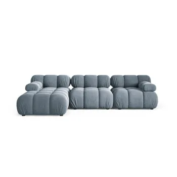 Coltar modular gri cu tapiterie din catifea (cu colt pe partea dreapta/cu sezlong) Bellis - Micadoni imagine