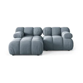 Coltar modular gri cu tapiterie din catifea (cu colt pe partea dreapta/cu sezlong) Bellis - Micadoni imagine