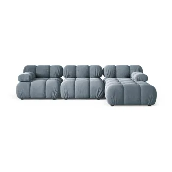 Coltar modular gri cu tapiterie din catifea (cu colt pe partea stanga/cu sezlong) Bellis - Micadoni imagine