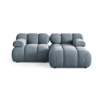 Coltar modular gri cu tapiterie din catifea (cu colt pe partea stanga/cu sezlong) Bellis - Micadoni imagine