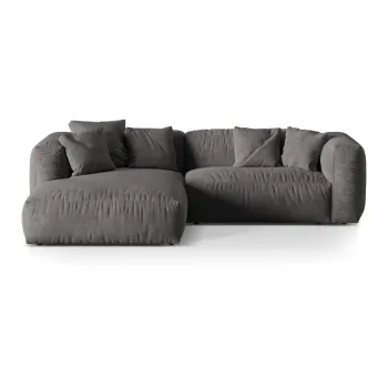 Coltar modular gri cu tapiterie din tesatura boucle (cu colt pe partea dreapta) Martina - Micadoni Home imagine