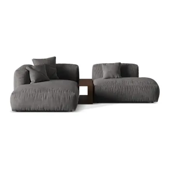 Coltar modular gri cu tapiterie din tesatura boucle (cu colt pe partea dreapta) Martina - Micadoni Home imagine