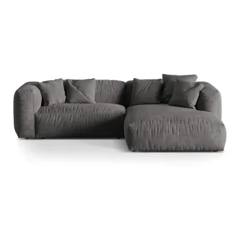 Coltar modular gri cu tapiterie din tesatura boucle (cu colt pe partea stanga ) Martina - Micadoni Home imagine