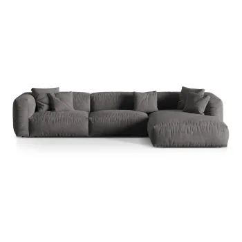 Coltar modular gri cu tapiterie din tesatura boucle (cu colt pe partea stanga ) Martina - Micadoni Home imagine