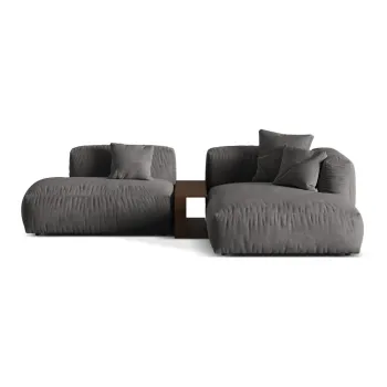 Coltar modular gri cu tapiterie din tesatura boucle (cu colt pe partea stanga ) Martina - Micadoni Home imagine