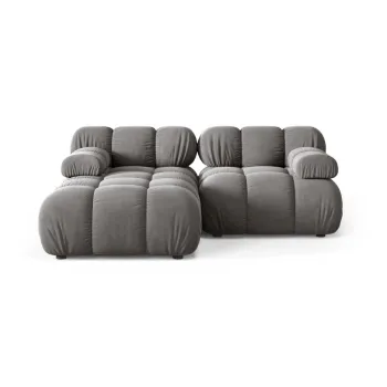 Coltar modular gri deschis cu tapiterie din catifea (cu colt pe partea dreapta/cu sezlong) Bellis - Micadoni imagine