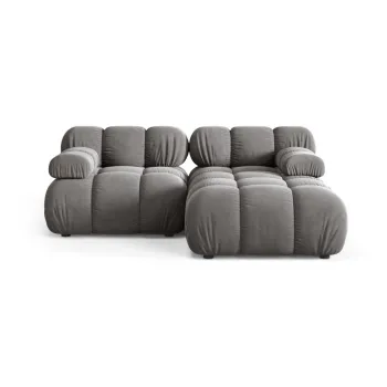 Coltar modular gri deschis cu tapiterie din catifea (cu colt pe partea stanga/cu sezlong) Bellis - Micadoni imagine