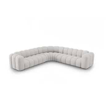 Coltar modular gri deschis cu tapiterie din chenille Lupine - Micadoni imagine