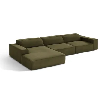 Coltar modular kaki cu tapiterie din catifea (cu colt pe partea dreapta/cu sezlong) Jodie - Micadoni imagine
