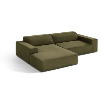 Coltar modular kaki cu tapiterie din catifea (cu colt pe partea dreapta/cu sezlong) Jodie - Micadoni imagine