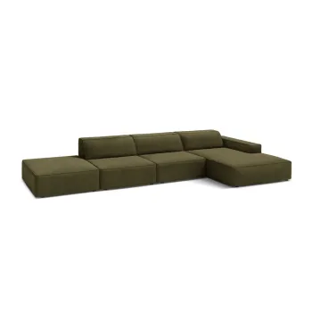 Coltar modular kaki cu tapiterie din catifea (cu colt pe partea stanga/cu sezlong) Jodie - Micadoni imagine