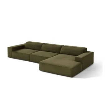 Coltar modular kaki cu tapiterie din catifea (cu colt pe partea stanga/cu sezlong) Jodie - Micadoni imagine