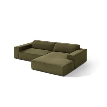 Coltar modular kaki cu tapiterie din catifea (cu colt pe partea stanga/cu sezlong) Jodie - Micadoni imagine