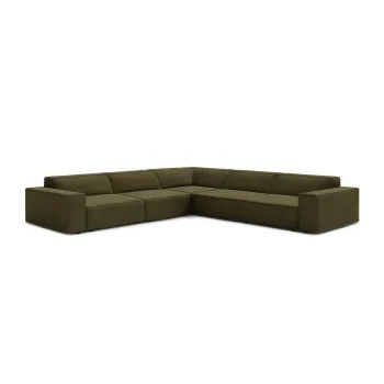 Coltar modular kaki cu tapiterie din catifea (in forma de 