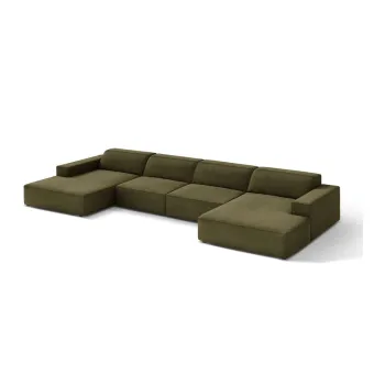 Coltar modular kaki cu tapiterie din catifea (in forma de 