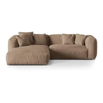 Coltar modular maro deschis cu tapiterie din tesatura boucle (cu colt pe partea dreapta) Martina - Micadoni Home imagine