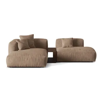 Coltar modular maro deschis cu tapiterie din tesatura boucle (cu colt pe partea dreapta) Martina - Micadoni Home imagine