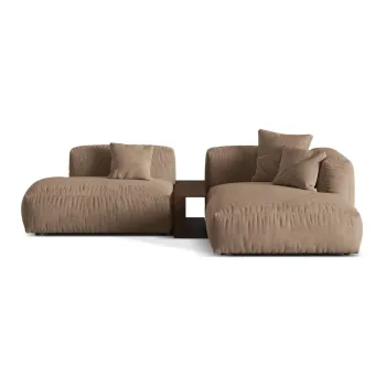 Coltar modular maro deschis cu tapiterie din tesatura boucle (cu colt pe partea stanga ) Martina - Micadoni Home imagine