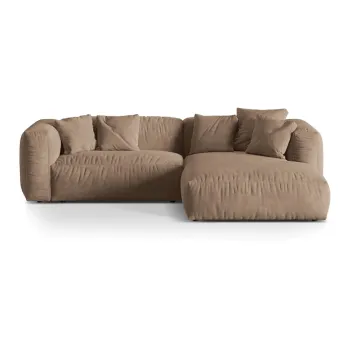 Coltar modular maro deschis cu tapiterie din tesatura boucle (cu colt pe partea stanga ) Martina - Micadoni Home imagine